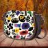 Pattern of flowers dogs cats mushrooms Saddle Bag, Totes, Crossbody, Purse: Bag Gift Idea for Girlfriend, Sitter, Birthday, Women ,Daughter, Mama, Ladies