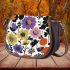 Pattern of flowers maru aronson different colors Saddle Bag, Totes, Crossbody, Purse: Bag Gift Idea for Girlfriend, Sitter, Birthday, Women ,Daughter, Mama, Ladies