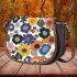 Pattern of flowers maru aronson different colors Saddle Bag, Totes, Crossbody, Purse: Bag Gift Idea for Girlfriend, Sitter, Birthday, Women ,Daughter, Mama, Ladies