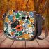 Pattern of flowers wild animals maru aronson Saddle Bag, Totes, Crossbody, Purse: Bag Gift Idea for Girlfriend, Sitter, Birthday, Women ,Daughter, Mama, Ladies