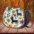 Pattern of flowers wild animals maru aronson Saddle Bag, Totes, Crossbody, Purse: Bag Gift Idea for Girlfriend, Sitter, Birthday, Women ,Daughter, Mama, Ladies