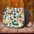 Pattern of flowers,wild animals maru aronson Saddle Bag, Totes, Crossbody, Purse: Bag Gift Idea for Girlfriend, Sitter, Birthday, Women ,Daughter, Mama, Ladies