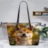 A Shiba Inu Story 3 Leather Tote Bag