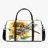 A watercolor painting clipart of dragonfly with sunflowers 3d travel bag