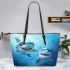 A World of Cuteness and Laughter with Darling Cartoon Sharks Leather Tote Bag