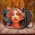 Abstract art encounter with woman saddle bag