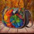 Abstract art in the style of cubism saddle bag