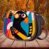 Abstract art painting of a cockatoo in blue saddle bag