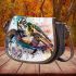 Abstract art painting of a sea turtle in dark saddle bag