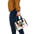 Abstract brown and orange cubism shapes shoulder handbag