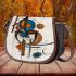 Abstract brown and orange cubism shapes saddle bag