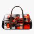 Abstract composition of geometric shapes in red 3d travel bag