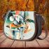 Abstract design with geometric shapes and organic forms saddle bag