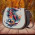 Abstract koi fish swirling colors and graceful curves saddle bag