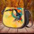 Abstract modern painting of an exotic bird saddle bag