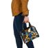 Abstract modern painting with geometric shapes shoulder handbag