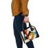 Abstract modern painting with shapes and lines shoulder handbag