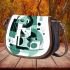 Abstract modern typography with geometric shapes and forms saddle bag