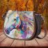 Abstract painting of a white horse saddle bag