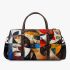 Abstract painting with shapes and lines in red 3d travel bag