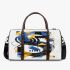 Abstract shapes in blue yellow and black forming 3d travel bag