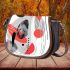 Abstract shapes in red a simple line drawing saddle bag