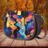 Abstract watercolor painting of the universe saddle bag