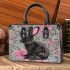 Adorable black rabbit with pink ears small handbag