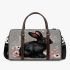 Adorable black rabbit with pink ears 3d travel bag