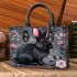 Adorable black rabbit with pink ears small handbag