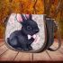 Adorable black rabbit with pink ears saddle bag