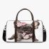 Adorable grey french bulldog puppy wearing pink roses 3d travel bag