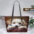 Adorable Paws and Wagging Tails 5 Leather Tote Bag