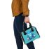 Adorable sitting blue tree frog wearing sneakers shoulder handbag