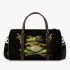 Adorable smiling green frog sitting 3d travel bag