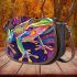 An illustration of a psychedelic frog saddle bag