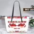 An Optimist Is A Person Who Starts A New Diet On Thanksgiving Day Leather Tote Bag