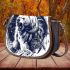 angry white bear with dream catcher Saddle Bag