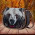 angry white bear with dream catcher Saddle Bag