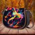 Animated horse with vibrant colors and dynamic strokes saddle bag