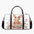 Baby rabbit sitting on top of books surrounded by flowers 3d travel bag