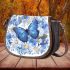 Beautiful blue butterfly with flowers saddle bag