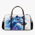 Beautiful blue horse painted in watercolor 3d travel bag