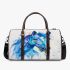 Beautiful blue horse painted in watercolor 3d travel bag