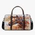 Beautiful brown horse with a feather headdress 3d travel bag