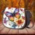 Beautiful colorful butterfly with flowers saddle bag