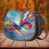Beautiful colorful butterfly with wings made of feathers saddle bag