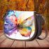 Beautiful colorful watercolor illustration of an abstract butterfly saddle bag