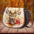 Beautiful deer head watercolor splatter saddle bag