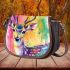 Beautiful deer portrait in watercolor style saddle bag